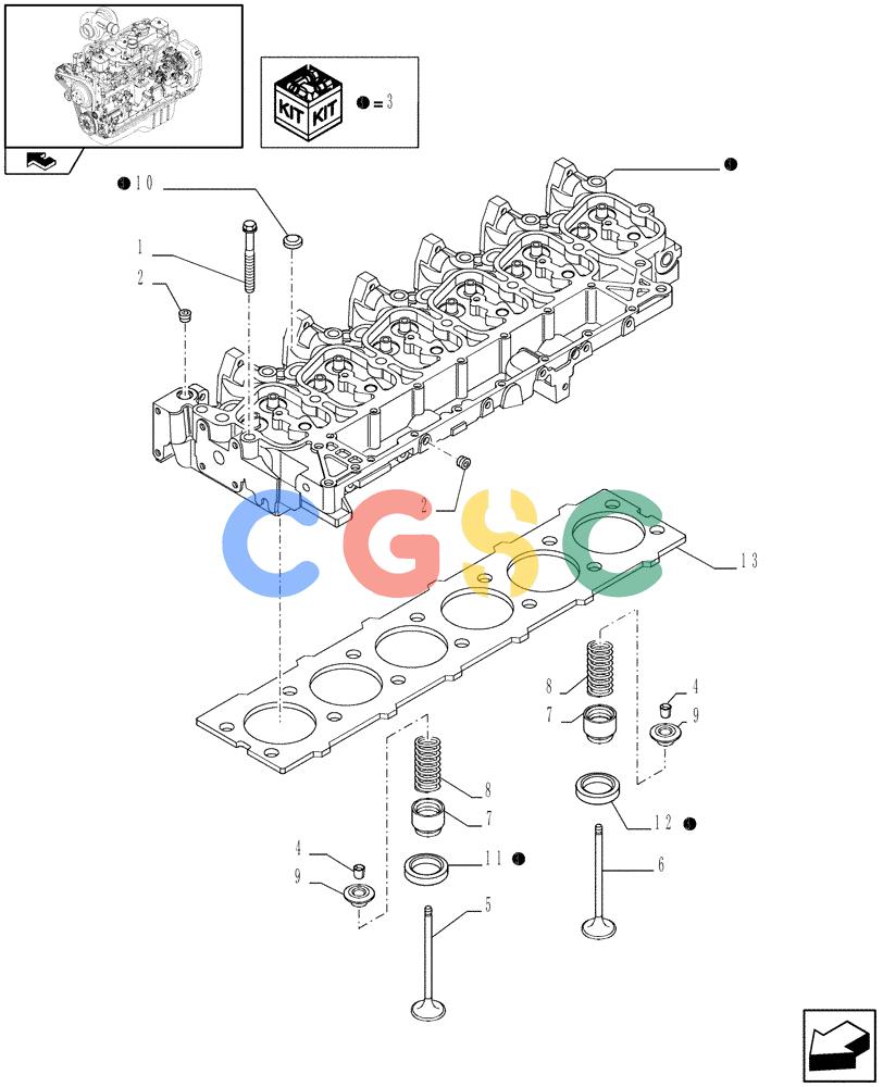 神钢零件查询(F4GE9684C J601) - ENGINE - 504360955 - 84152356 (1/13-) (0.06.0) - CYLINDER HEAD (2855939) Kobelco