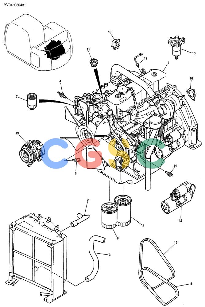 纽荷兰零件查询(E115SR) - CRAWLER EXCAVATOR ASN YV04-03043 (01-003) - ENGINE ASSY New Holland Constructuion