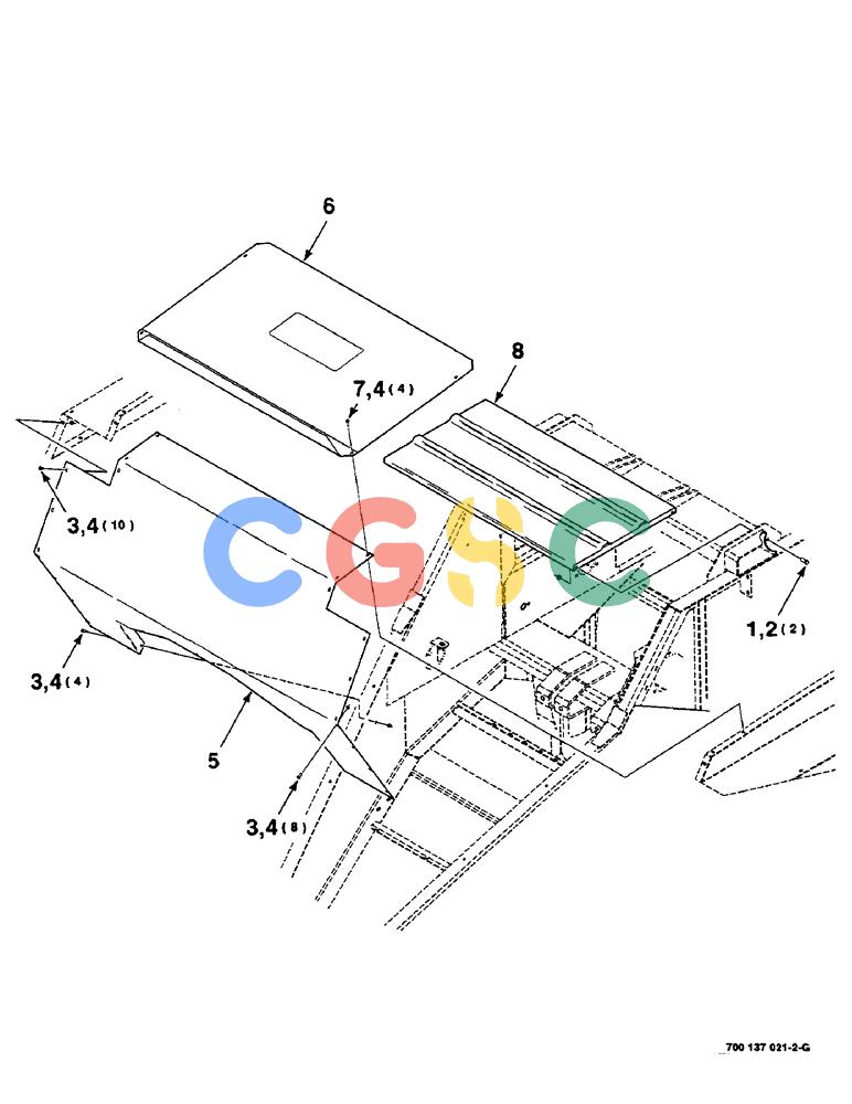 凯斯零件查询(8585) - CASE IH LARGE (3 X 4) RECTANGLER BALER (1/98-12/00) (7-08) - TOP SHIELDS ASSEMBLY Case Agriculture