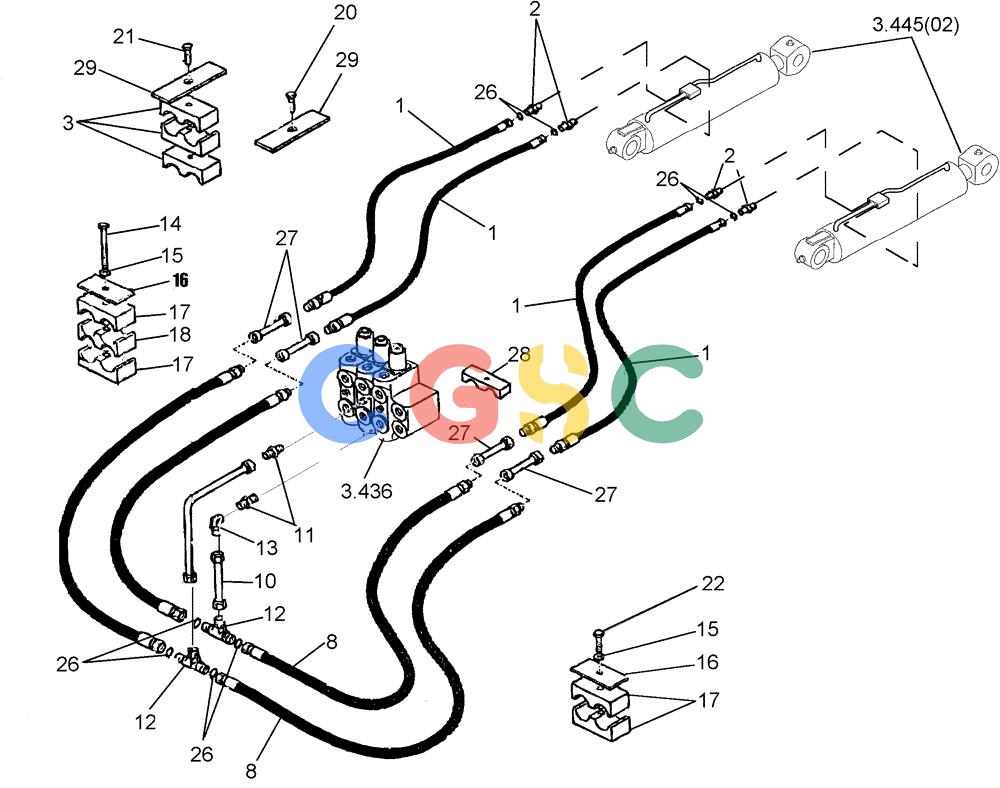 纽荷兰零件查询(DC80) - CRAWLER DOZER (N.A. VERSION) (4/99-) (3.445[01E]) - ANGLE CYLINDERS PIPES - DC80 STD S/N 13141056 TO 13141087, LGP S/N 13145016 TO S/N 13145021 New Holland Constructuion