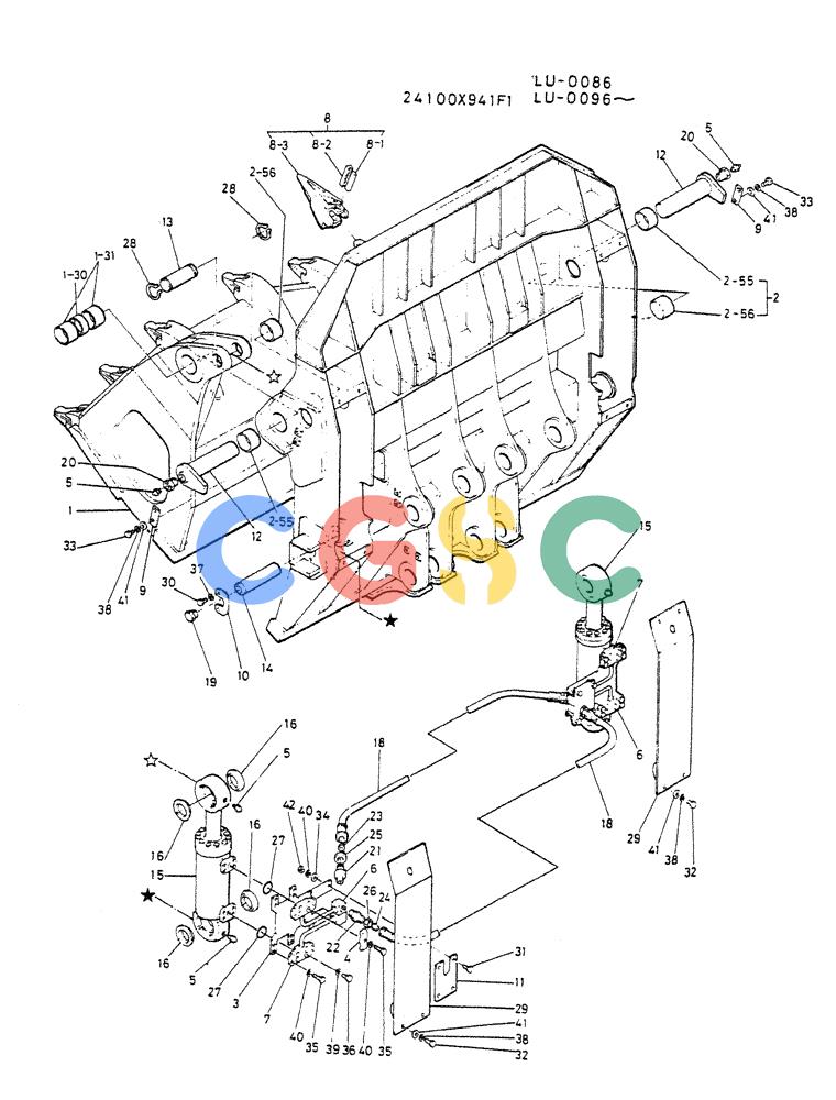 神钢零件查询(K935) - EXCAVATOR SUPPLEMENT ASN LU00154 (1/76-12/03) (08-017) - BUCKET ASSY FOR LOADING, 2.7M³ Kobelco