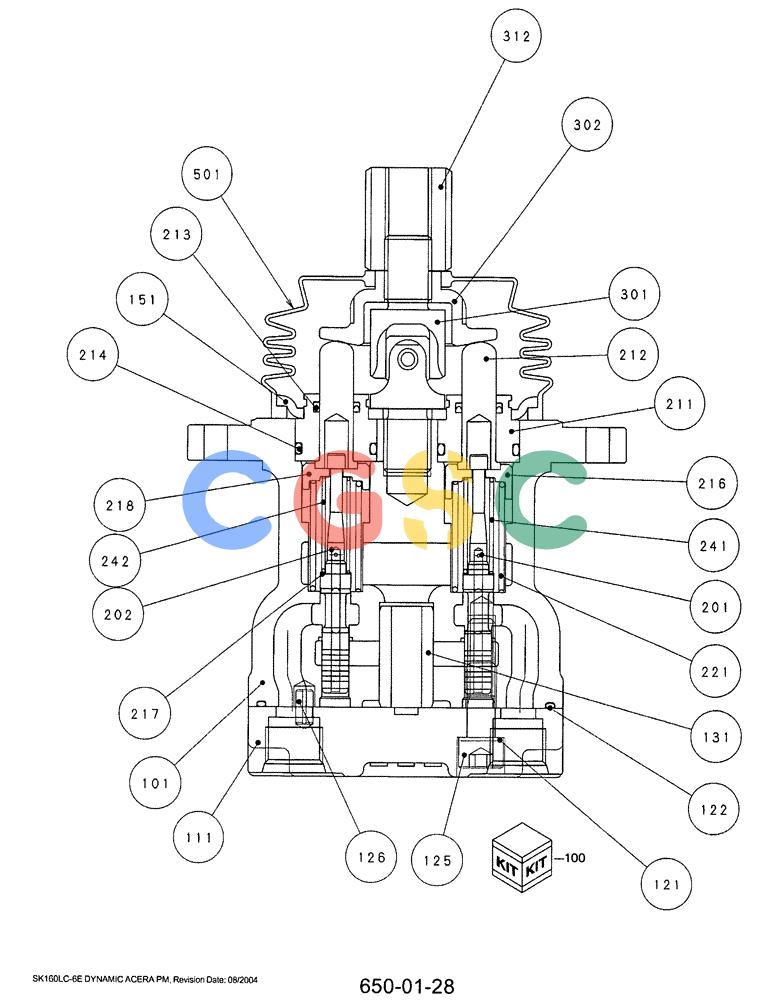 神钢零件查询(SK160LC-6E) - DYNAMIC ACERA EXCAVATOR 08/2004 ASN YM03U0523 (8/04-12/07) (07-011) - VALVE PILOT, P/N YN30V00069F1 Kobelco