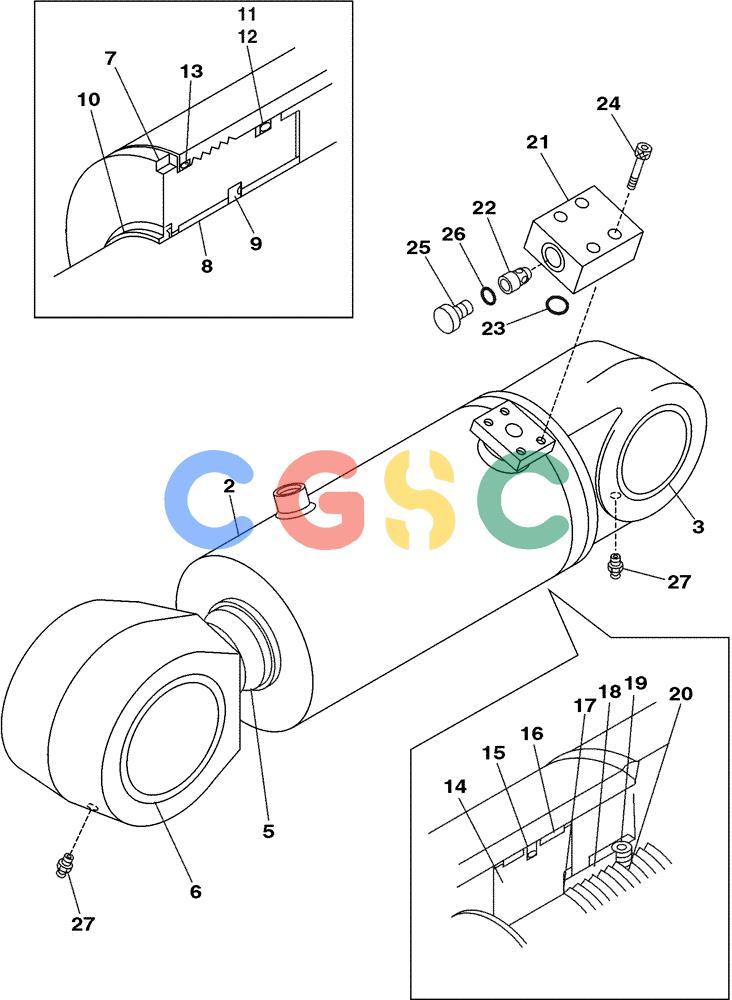 纽荷兰零件查询(E805) - CRAWLER EXCAVATOR (1/05-) (08-167-00[01]) - CYLINDER ASSY COUNTERWEIGHT ARM New Holland Constructuion