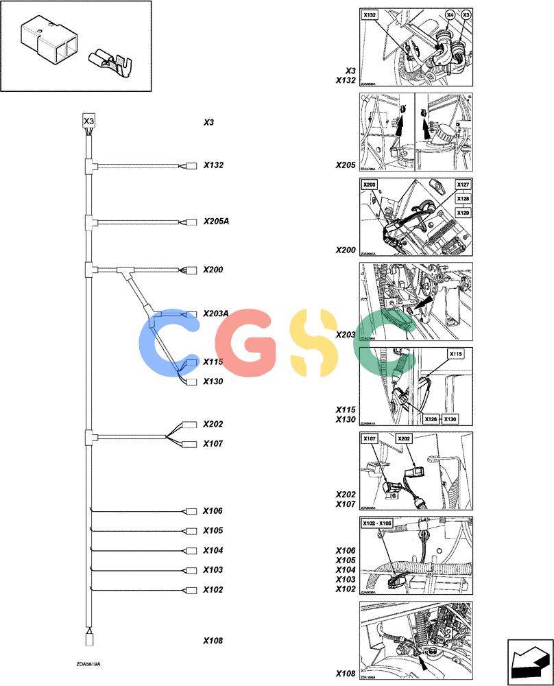 凯斯零件查询(LBX431S) - BIG RECTANGULAR BALER (6/01-12/03) (06.52[01]) - CONNECTORS, X3 WIRING LOOM - C257 Case Agriculture