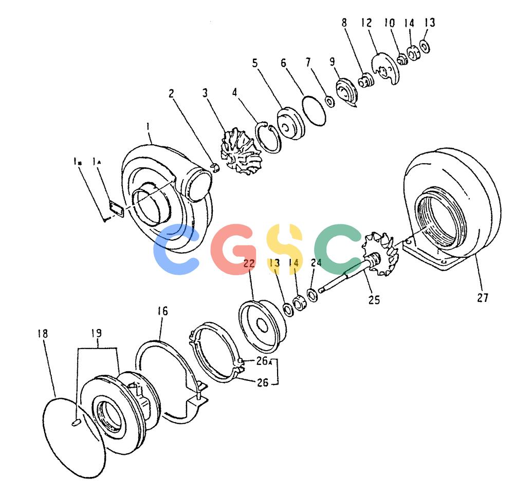 神钢零件查询(6D22-TC) - MITSUBISHI DIESEL ENGINE - K912, K912LC, & K916 (1/83-12/06) (01-022) - TURBO CHARGER (INNER PARTS) Kobelco