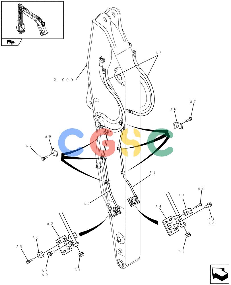 纽荷兰零件查询(E235BSR) - CRAWLER EXCAVATOR (5/07-) (2.039[02]) - BOOM PIPING (3,33M) - EXTRA, NIBBLER & BREAKER New Holland Constructuion