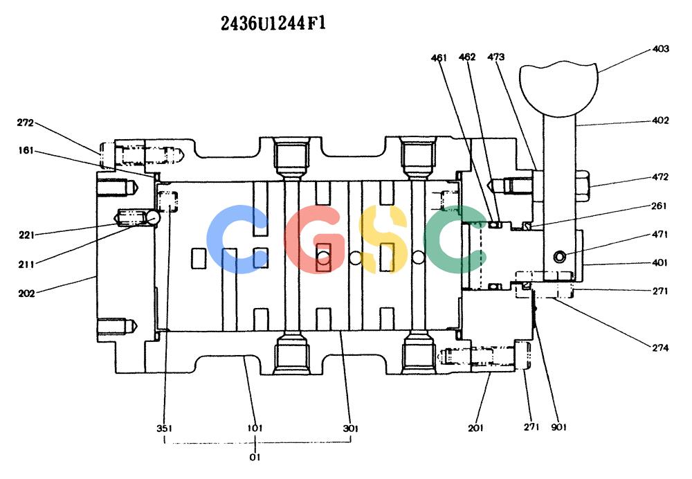 神钢零件查询(K904) - MARK II EXCAVATOR ASN YW1119 (1/88-12/03) (11-028) - VALVE ASSY, SELECTOR Kobelco