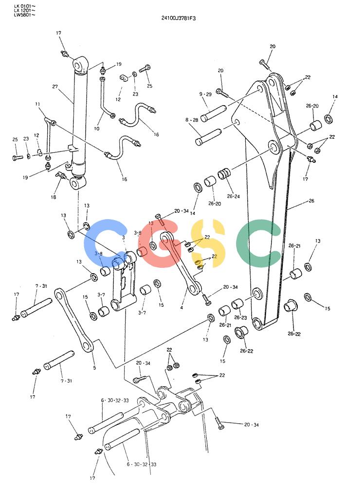 神钢零件查询(K904DL) - EXCAVATOR ASN LX1201 (1/84-12/03) (09-003) - ARM ASSY, 2.15M Kobelco