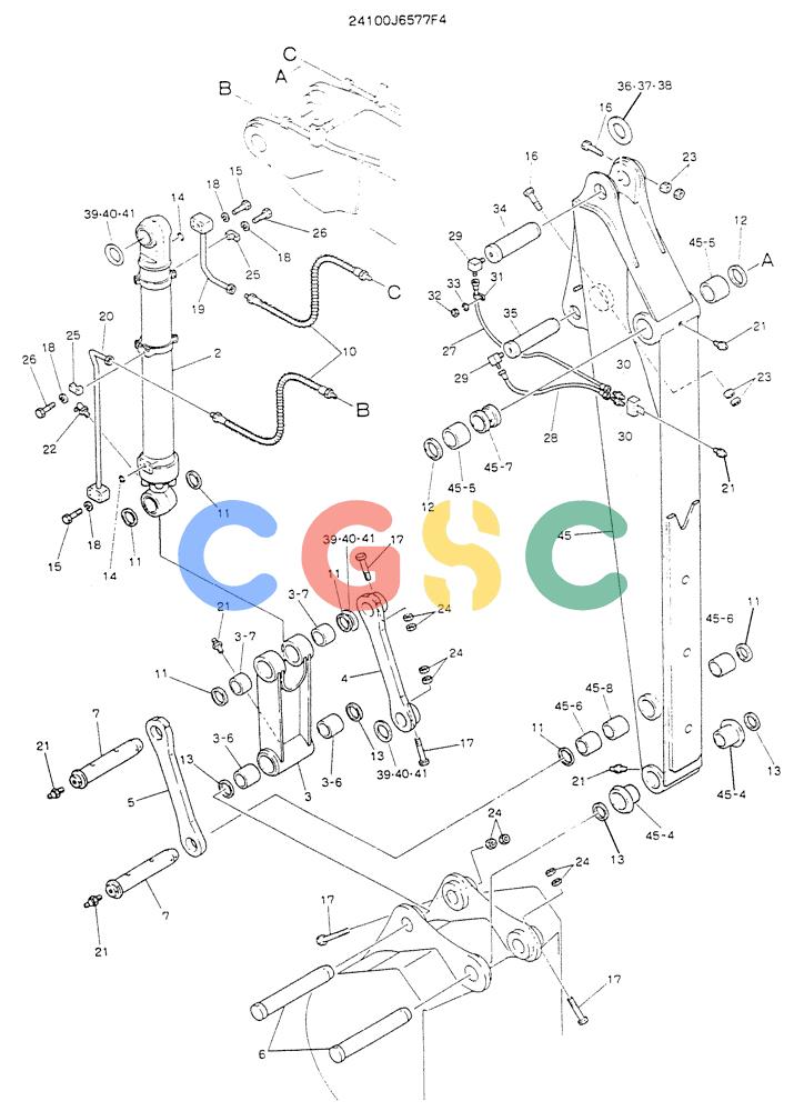 神钢零件查询(K904L) - MARK II EXCAVATOR BTW LX1501 - LX1525 (1/88-12/03) (07-003) - ARM ASSY, 2.274M, P/N 24100J6577F4 Kobelco