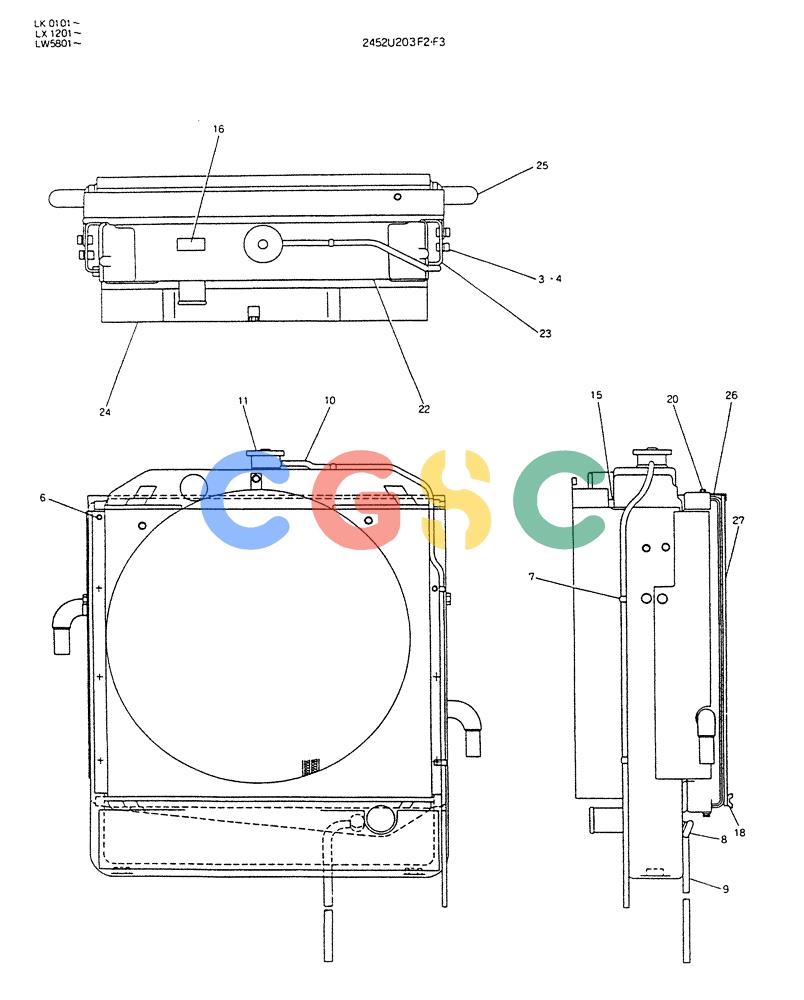神钢零件查询(K904DL) - EXCAVATOR ASN LX1201 (1/84-12/03) (08-008) - RADIATOR ASSY Kobelco