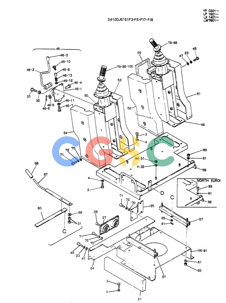 神钢零件查询(K905ALC) - EXCAVATOR ASN YP0301 (1/86-12/03) (03-002[02]) - CONTROL ASSY (WRIST CONTROL) Kobelco
