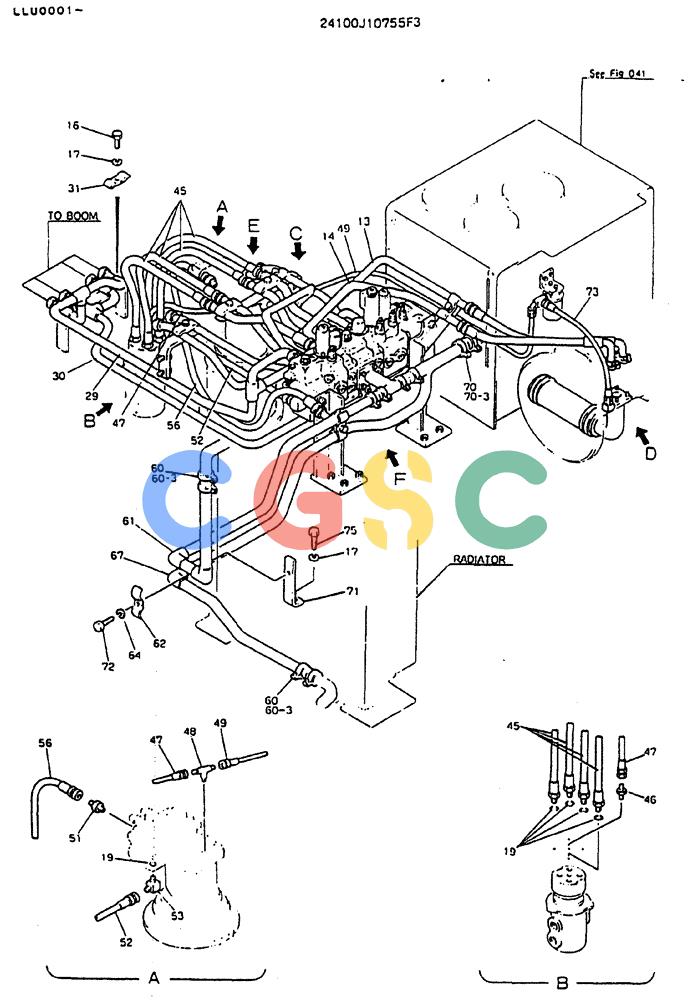 神钢零件查询(MD240BLC) - EXCAVATOR BTW LLU0001 - LLU0300 (1/80-12/06) (04-001[01]) - HYDR LINES, UPP Kobelco