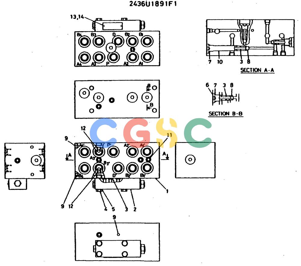 神钢零件查询(MD400LC) - EXCAVATOR BTW YS0101 - YS0200 (1/80-12/06) (09-042) - VALVE ASSY, SHUTTLE/ P.N. 2436U1891F1 Kobelco