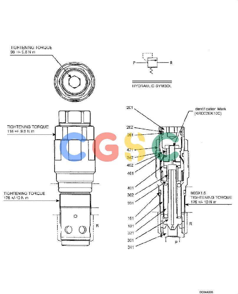 纽荷兰零件查询(E215) - CRAWLER EXCAVATOR (NA) - ASN N6DA21215 (1/06-) (08 -74[00]) - VALVE, PRESSURE RELIEF, SWING MOTOR (YN22V00030F1) New Holland Constructuion