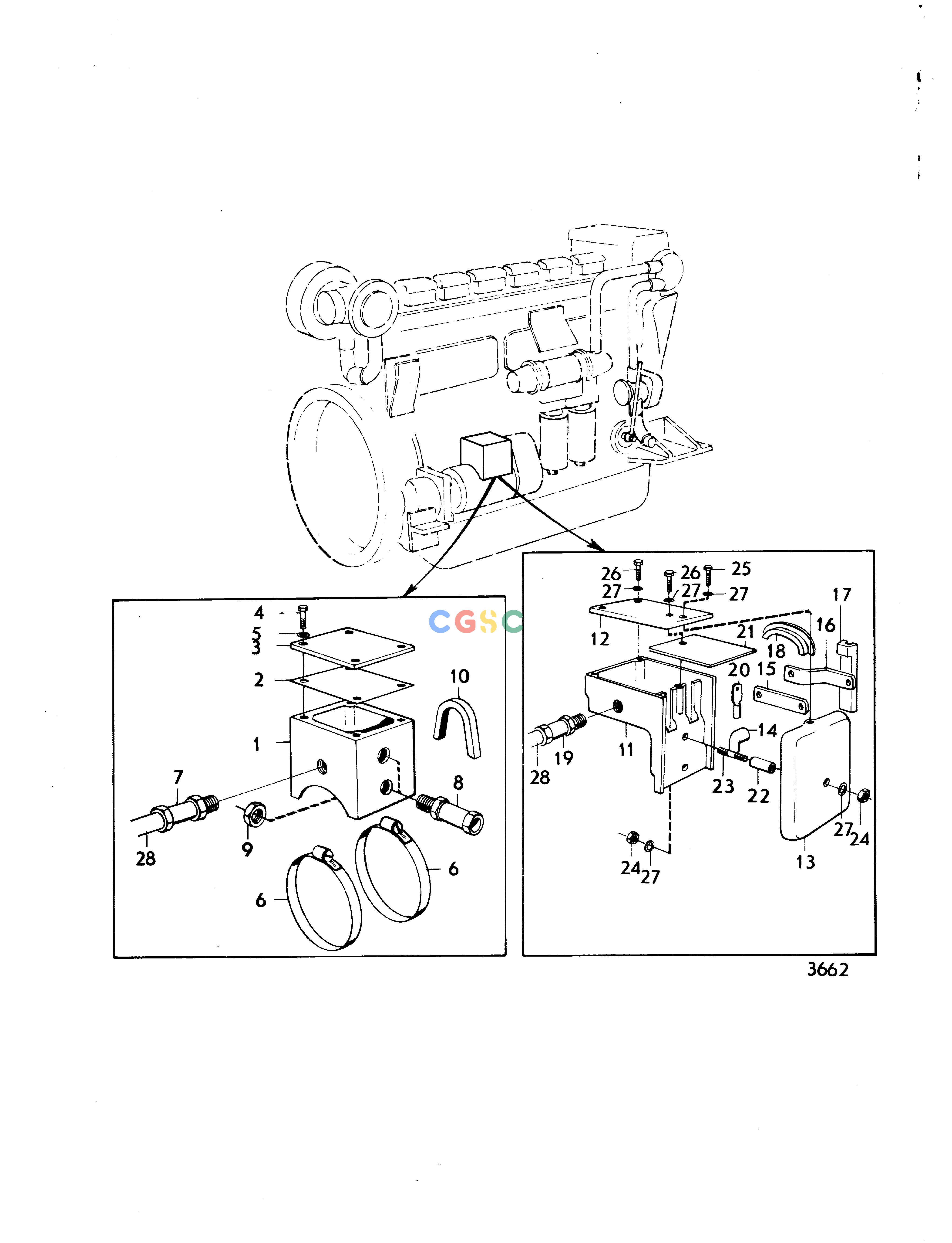 沃尔沃零件查询MD70C; TMD70C; TAMD70C; THAMD70C; AQD70BL; AQD70CLElectrical SystemStarter Casing and Installation ComponentsEPC Volvo Penta Parts catalog