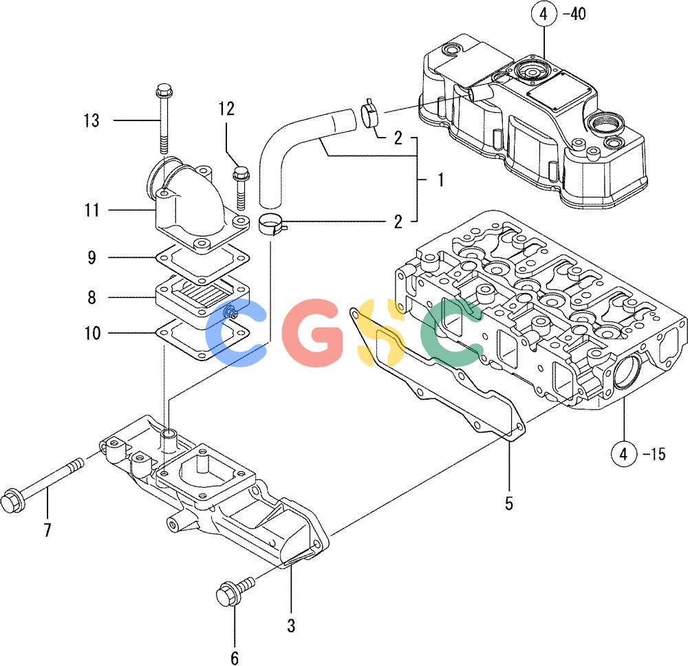 纽荷兰零件查询(E35SR) - COMPACT CRAWLER EXCAVATOR ASN PX13-15001 (N6TN61732) (NA) (1/06-) (08-005) - SUCTION MANIFOLD New Holland Constructuion