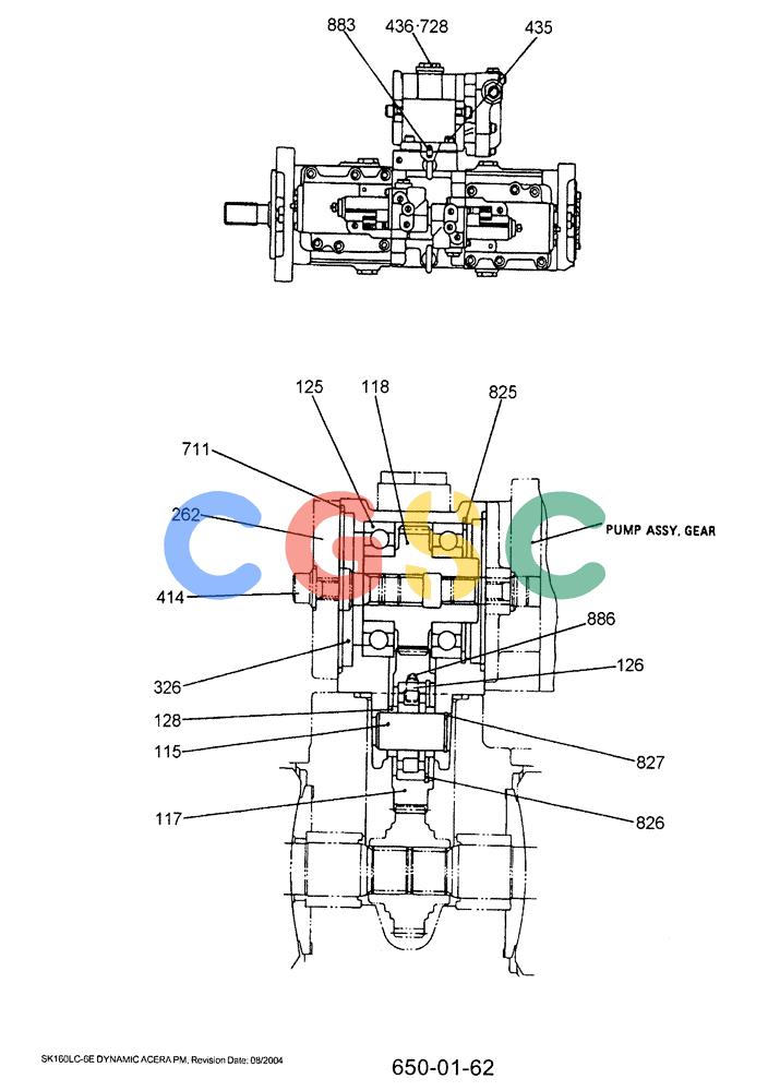 神钢零件查询(SK160LC-6E) - DYNAMIC ACERA EXCAVATOR 08/2004 ASN YM03U0523 (8/04-12/07) (07-027) - GEAR ASSY, PTO Kobelco