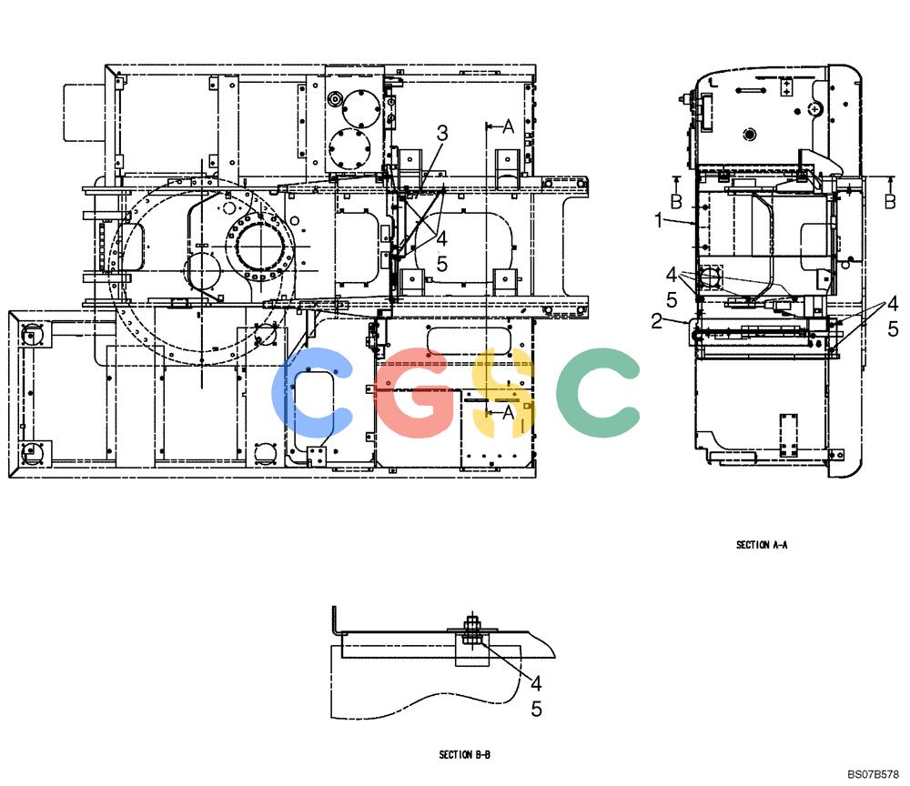 纽荷兰零件查询(E175B) - CRAWLER EXCAVATOR TIER 3 (NA) - N7DA16301 - (5/07-) (02-56-01[00]) - GUARD INSTALLATION, (INSIDE) (YB21C00020F1) New Holland Constructuion