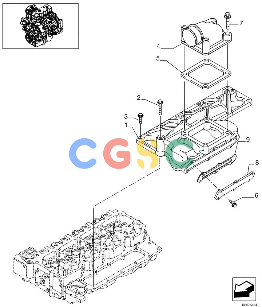纽荷兰零件查询(D95B) - CRAWLER DOZER TIER 3 (3/08-) (02-37) - INTAKE MANIFOLD New Holland Constructuion