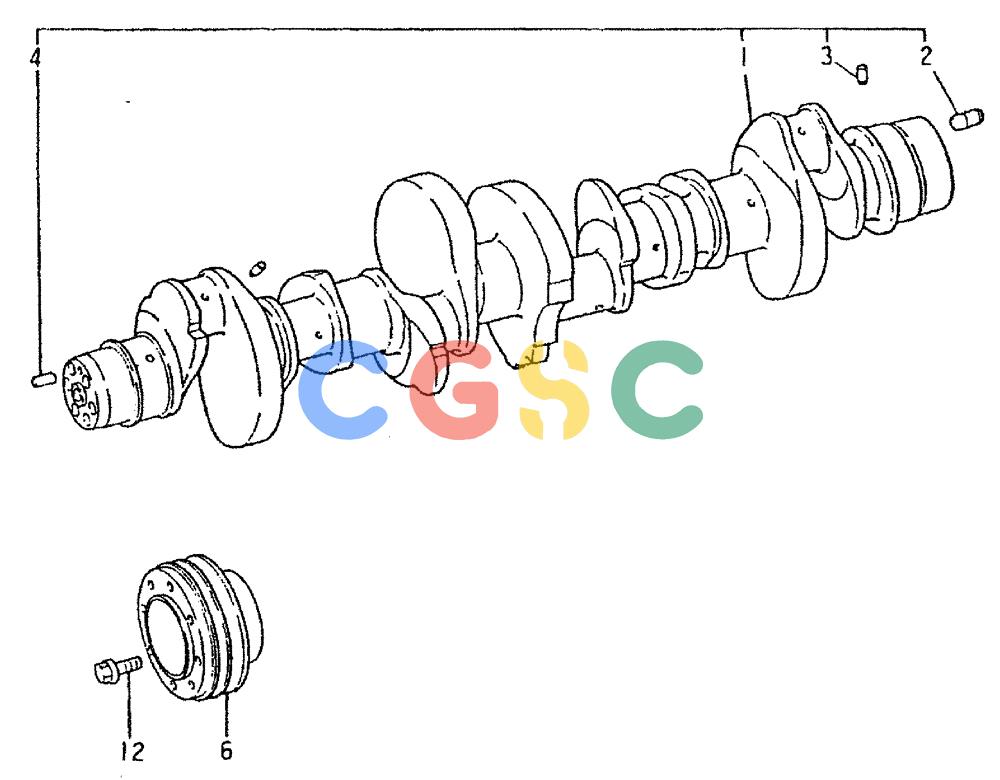 神钢零件查询(6D16-T) - MITSUBISHI DIESEL ENGINE - K909LC & MD240BLC (1/87-12/06) (01-019) - CRANKSHAFT & PULLEY P/N ME072197 Kobelco