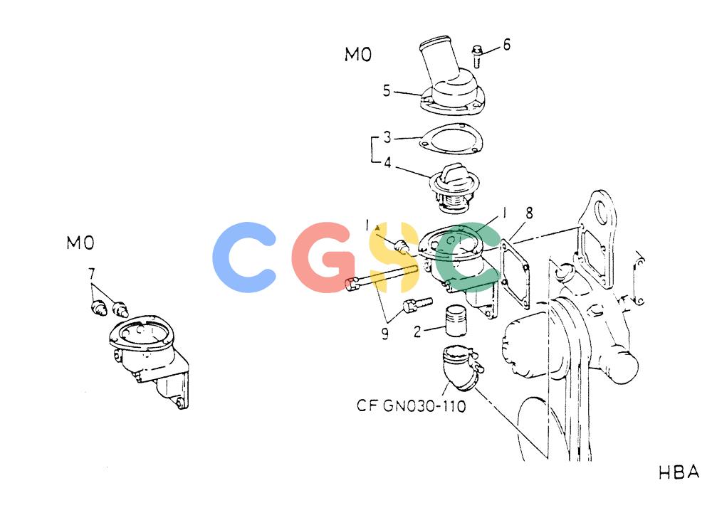 神钢零件查询(6D15) - MITSUBISHI DIESEL ENGINE - K907 & MD180LC (1/87-12/06) (02-003) - WATER PIPE & THERMOSTAT Kobelco