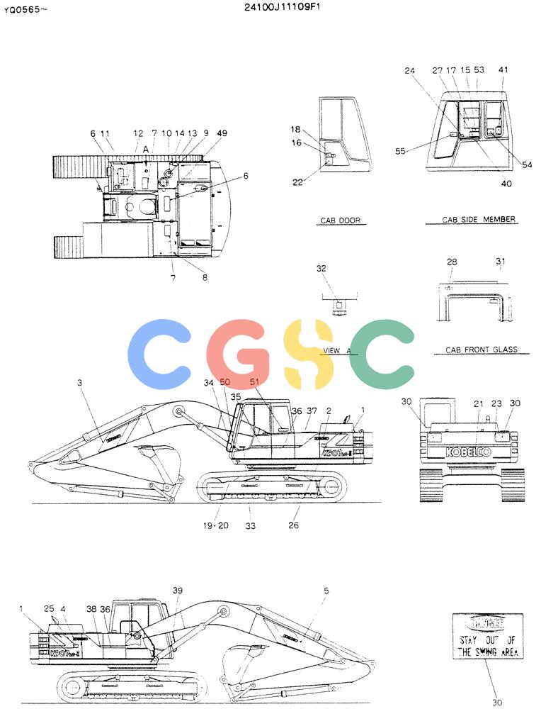 神钢零件查询(K907LC) - MARK II EXCAVATOR ASN YQ0565 (NA) (1/87-12/03) (10-001 ) - LABEL, NAME - PLATE Kobelco