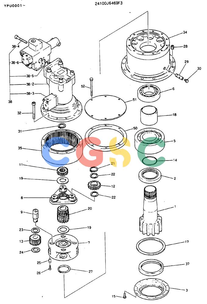 神钢零件查询(MD140BLC) - EXCAVATOR BTW YPU0001 - YPU0300 (1/80-12/06) (01-003) - MOTOR ASSY., SWING Kobelco