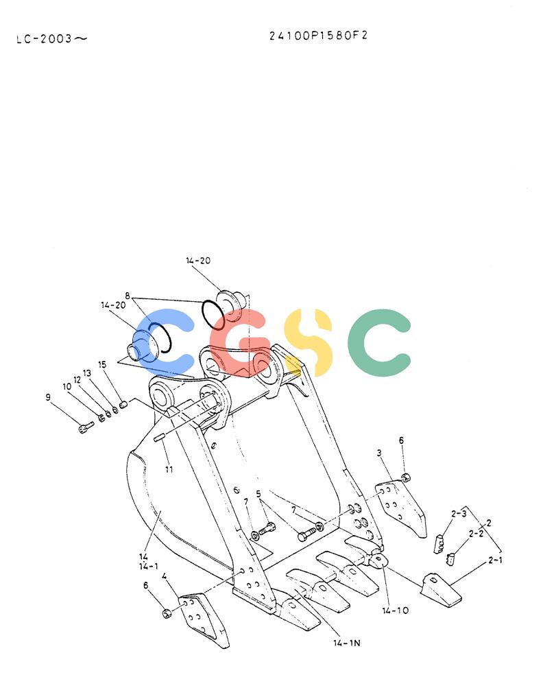 神钢零件查询(K912A) - EXCAVATOR BTW LC-2003 - LC-2016 (1/85-12/03) (07-005) - BUCKET ASSY 1.0M3 Kobelco