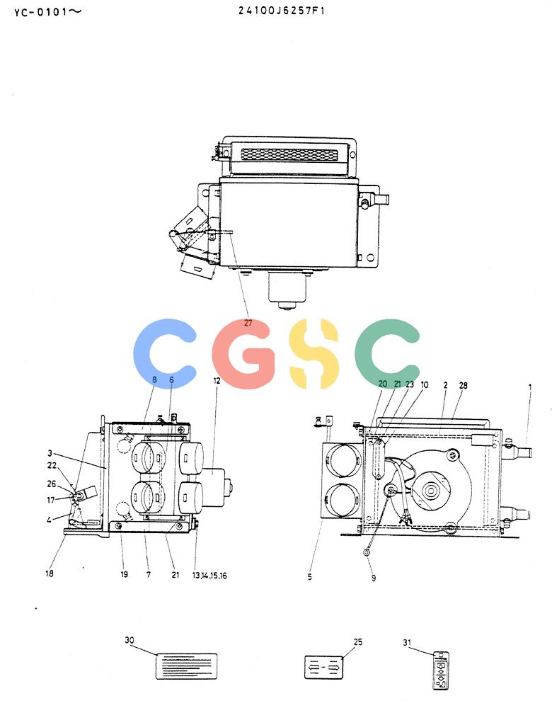 神钢零件查询(MD300LC) - EXCAVATOR BTW YC0101 - YC0300 (1/80-12/06) (05-013) - HEATER ASSY Kobelco