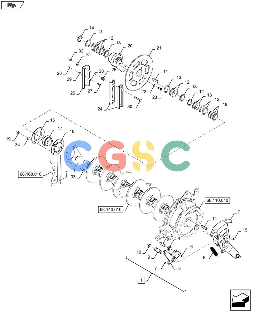 凯斯零件查询(LB434S XL) - BALER (11/16-) (68.110.020) - KNOTTERBRAKE AND TRIP MECHANISM Case Agriculture