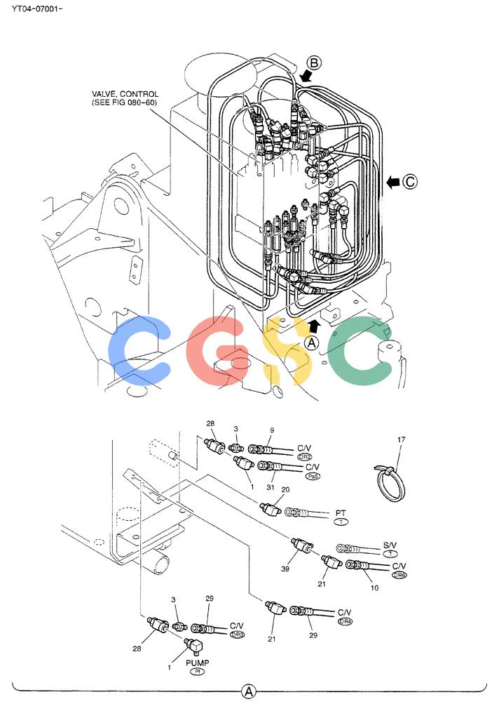 纽荷兰零件查询(BREAKER) - NIBBLER/BREAKER ATTACHMENT - E70SR ASN YT04-07001 (01-032[01]) - CONTROL LINES, MAIN (BREAKER) New Holland Constructuion