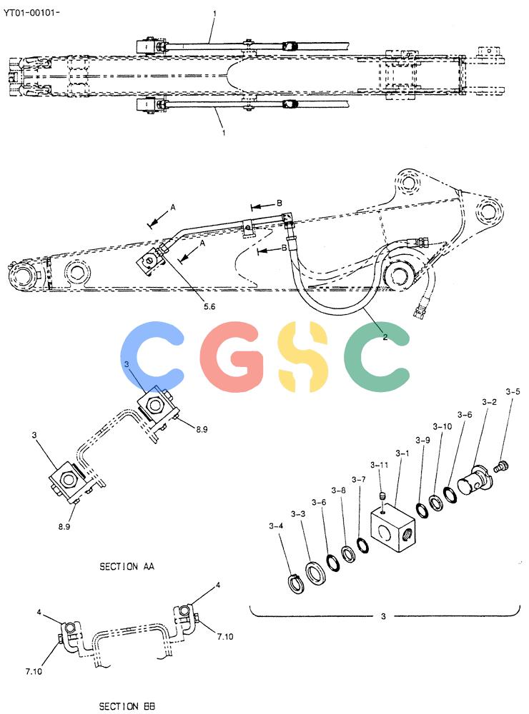纽荷兰零件查询(EH70) - MIDI CRAWLER EXCAVATOR (N.A.) (1/05-) (099[00]) - HYD LINES, ARM 1.65M (5FT 5IN) (BREAKER, NIBBLER & BREAKER) New Holland Constructuion