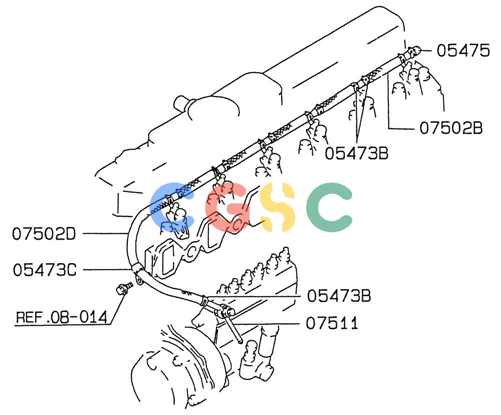 纽荷兰零件查询(E235SRLC) - CRAWLER EXCAVATOR BTW YU04-00837 - YU04-01417 (08-025) - FUEL RETURN HOZE New Holland Constructuion