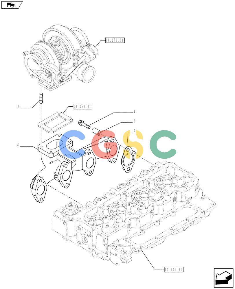神钢零件查询(F4HFE413J A003) - ENGINE 5801404986 - 84371228 (1/10-) (10.254.05) - EXHAUST MANIFOLD (2854381) Kobelco