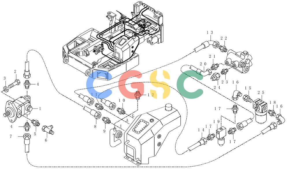 纽荷兰零件查询(AD250) - ARTICULATED DUMP TRUCK (7/01-) (3.400[05]) - HYDRAULIC CIRCUIT BRAKE SYSTEM - FRAME PART New Holland Constructuion