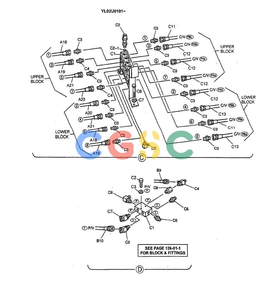 神钢零件查询(ED190LC) - BLADE RUNNER EXCAVATOR/DOZER BTW YL02U0101 - YL03U0135 (1/02-12/06) (01-033[02]) - REMOTE, CONTROL LINES (BOOM & ARM SAFETY) Kobelco
