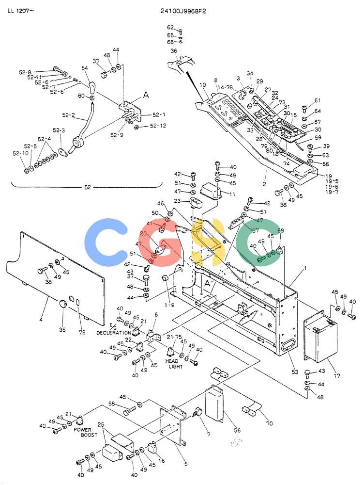 神钢零件查询(K909LC) - MARK II EXCAVATOR BTW LL1207 - LL1487 (1/87-12/03) (05-012) - PANEL ASSY INST, 24100J9968F2 Kobelco