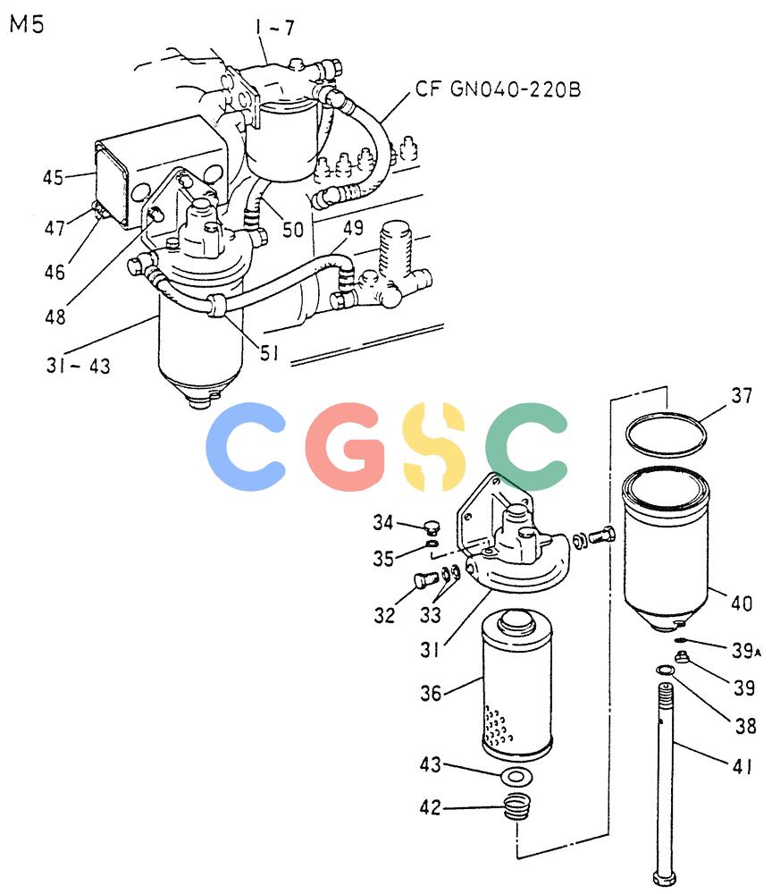 神钢零件查询(6D15) - MITSUBISHI DIESEL ENGINES - K907D & K907LC EXCAVATORS (1/86-12/06) (03-015[02]) - FUEL FILTER (PN ME035827) Kobelco