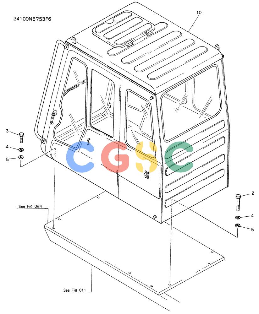 神钢零件查询(K907LC) - MARK II EXCAVATOR BTW YQU0001 - YQU0400 (1/87-12/03) (02-001) - INSTAL, CAB Kobelco
