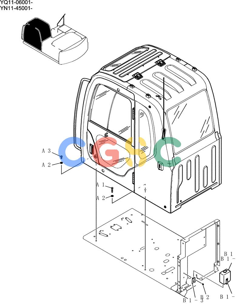 神钢零件查询(200-8) - EXCAVATOR S/N YN11-45001 - (1/06-12/09) (176-01-1) - CAB INSTAL Kobelco