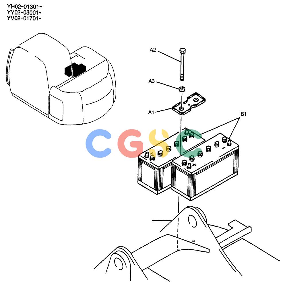 神钢零件查询(ED150) - BLADE RUNNER EXCAVATOR/DOZER BTW YL04-00501 - YL04-00554 (4/03-10/03) (01-050) - BATTERY INSTAL Kobelco