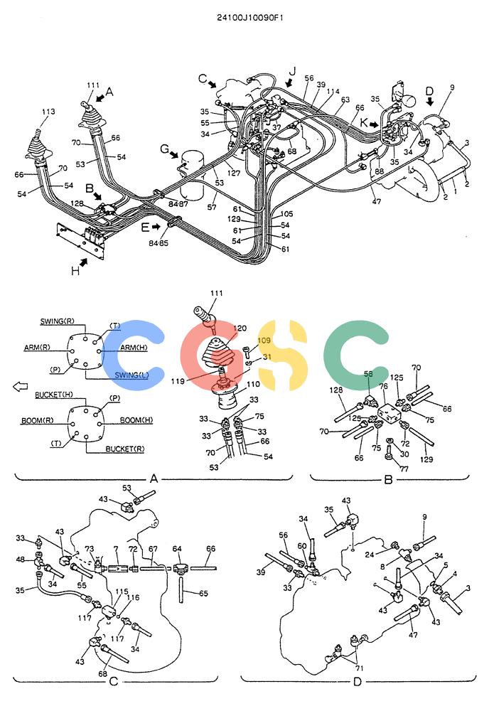 神钢零件查询(K905LC) - MARK II EXCAVATOR BTW YP1001 - YP1281. (4/89-12/03) (03-002[01]) - REMOTE-CONTROL ASSY Kobelco