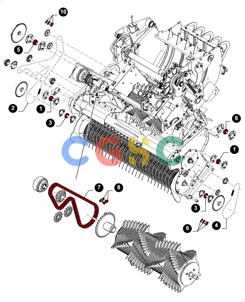凯斯零件查询(LB434R XL) - BALER (11/16-) (05.100.04[09]) - MAINTENANCE PARTS, ROTOR CUTTER - ROTOR DRIVE Case Agriculture