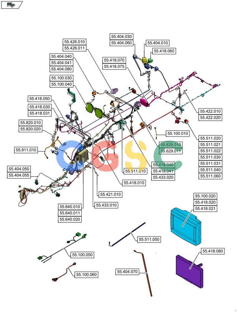 凯斯零件查询(LB434S XL) - BALER (11/16-) (55.000.00) - SECTION INDEX - ELECTRICAL SYSTEMS Case Agriculture
