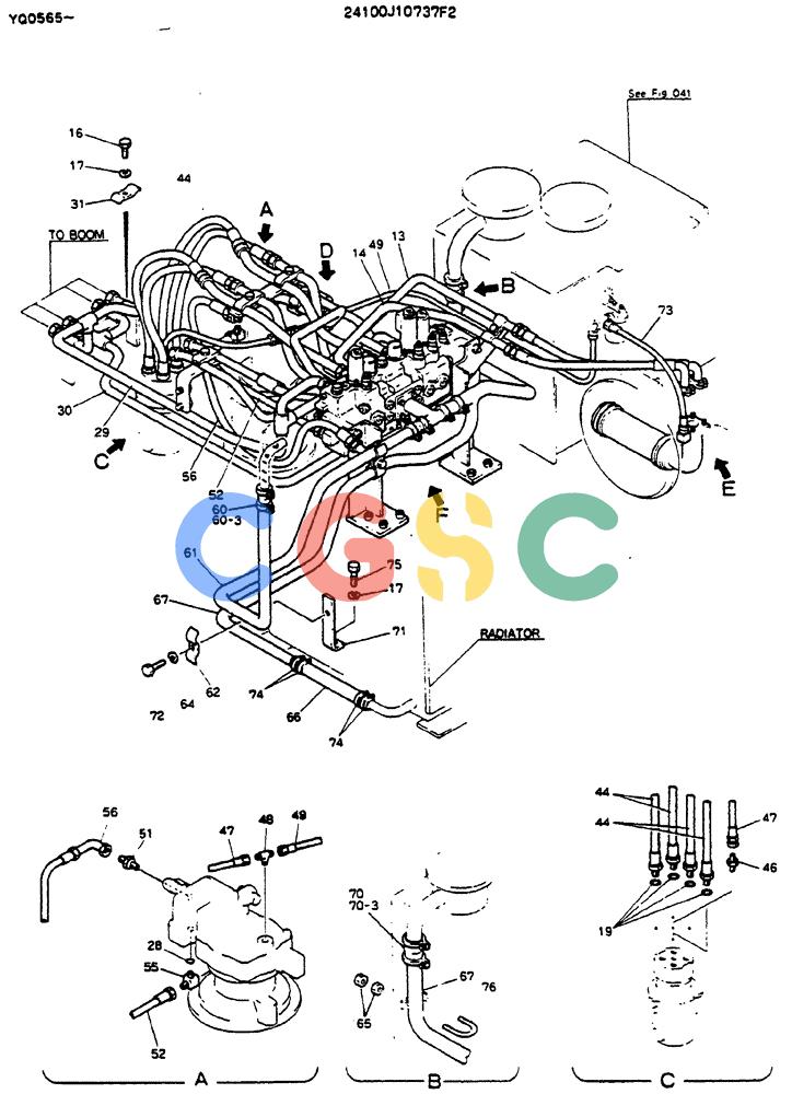 神钢零件查询(MD200BLC) - EXCAVATOR ASN YQ0565 (1/80-12/06) (04-001[01]) - HYDR LINES, UPP Kobelco