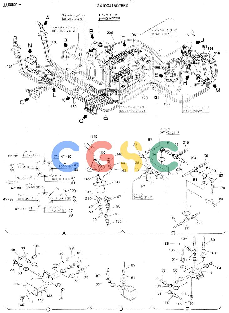 神钢零件查询(MD240C) - EXCAVATOR ASN LLU00601 (1/80-12/06) (03-002[01]) - REMOTE-CONTROL ASSY (WRIST) Kobelco