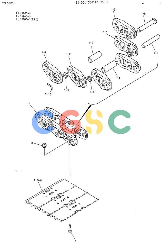 神钢零件查询(MD450BLC) - EXCAVATOR BTW TS0201 - TS0394 (1/80-12/06) (06-010) - INSTAL, CRAWLER TRACK Kobelco