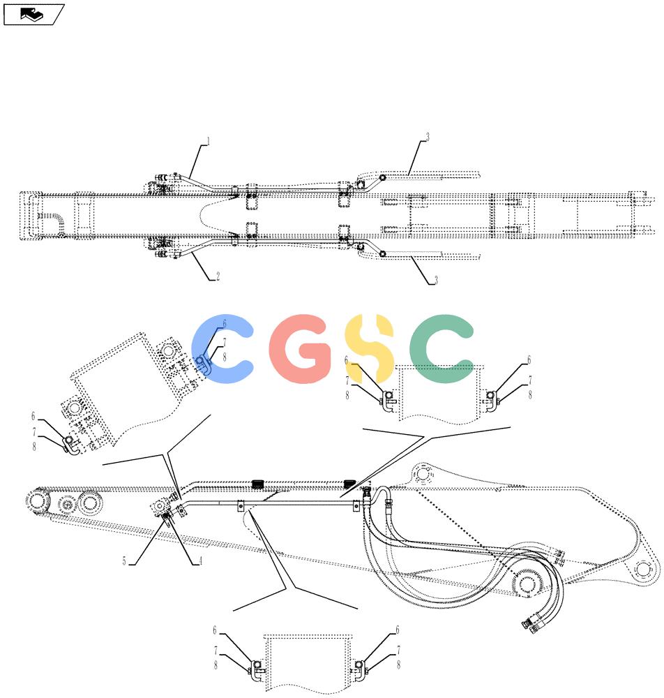 神钢零件查询(SK170 ACERA M-9) - CRAWLER EXCAVATOR - TIER 3 NON-REGULATED (1/12-12/13) (88.100.08) - HYD. LINE, ARM, 2.6M (ROTATION) Kobelco