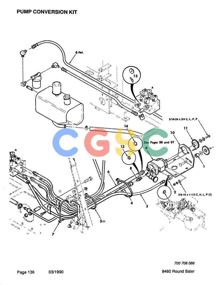凯斯零件查询(8460) - CASE IH ROUND BALER (BEFORE S/N CFH0057418) (1/88-12/93) (136) - PUMP CONVERSION KIT Case Agriculture