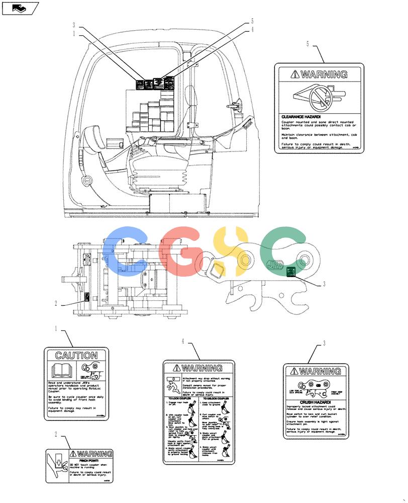 纽荷兰零件查询(E175B) - CRAWLER EXCAVATOR TIER 3 (NA) - N7DA16301 - (5/07-) (05-03) - JRB QUICK COUPLER, LABEL ASSY New Holland Constructuion